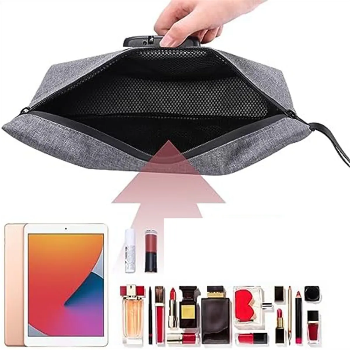 Borsa per soldi ABQR con serratura, borsa per contanti con serratura, borsa per banca impermeabile con cerniera e serratura per contanti, telefono cellulare A