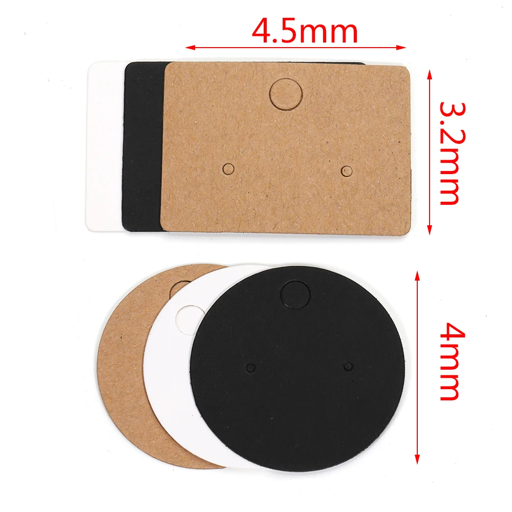 50pcs Kraft Paper Card for Jewelry Display Cards Small Square Round Blank Handmade Studs Earring Cards Price Tag Label Holder