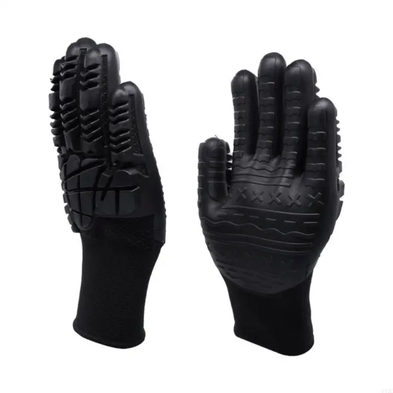 1 Pair Anti Vibration Gloves TPE Protector Impact Gloves Men Mechanic Work Gloves Heavy Duty Application Accessories Y4QC