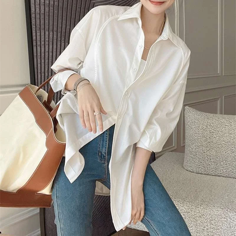 

Meiyang New Tee-dimensional Cut Loose Long irt Women's Commute Sle Polyester Fiber Thin Long Sve Color irt