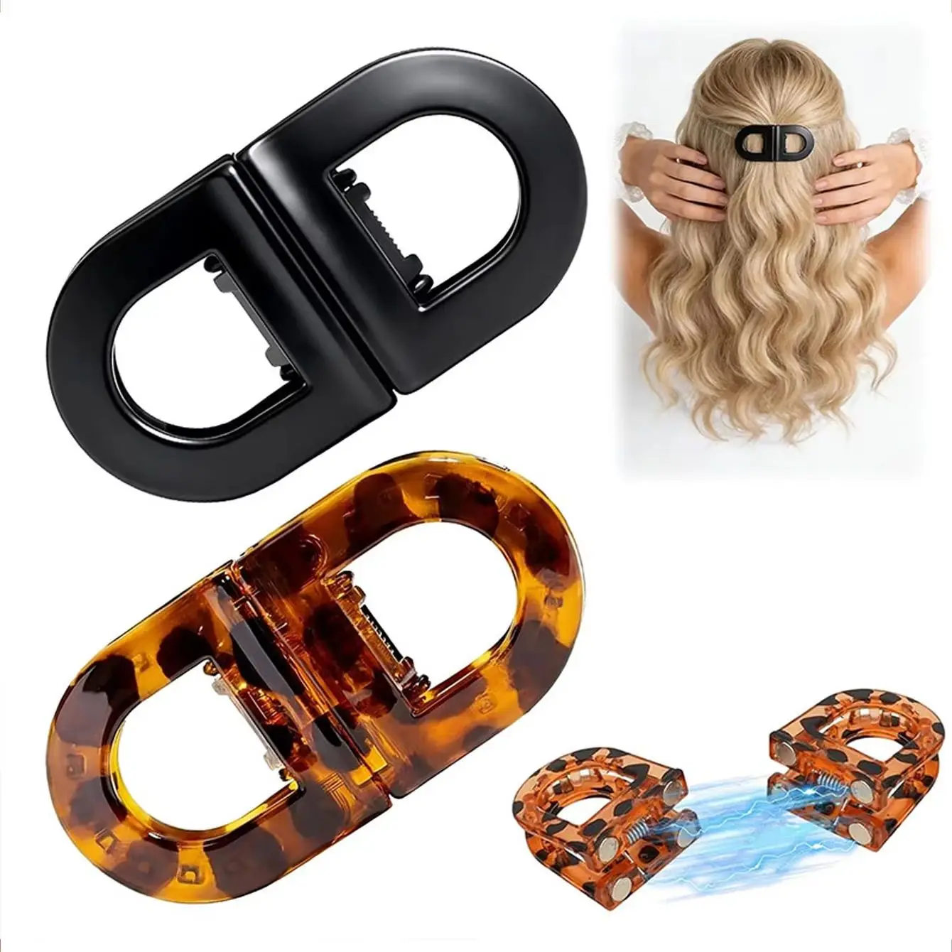 1/2 Stück Damen-Haarspange mit starkem Magnet, einfach zu tragen, einfarbige Haarspange, modisches und süßes Haaraccessoire als Geschenk
