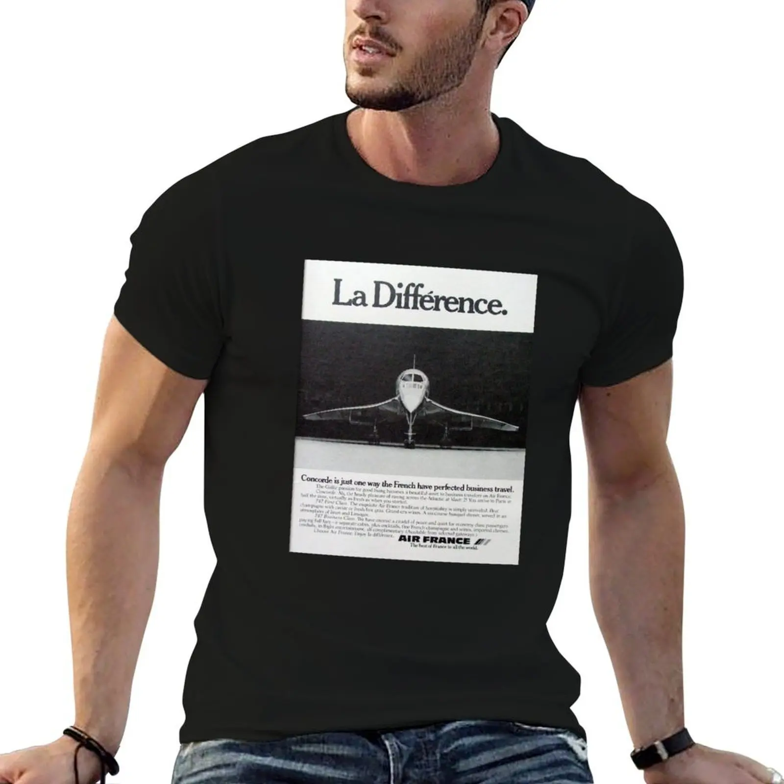 Футболка Concorde Air France La Différence с рекламой, футболки для мужчин, белые футболки для мужчин, забавная футболка с рисунком