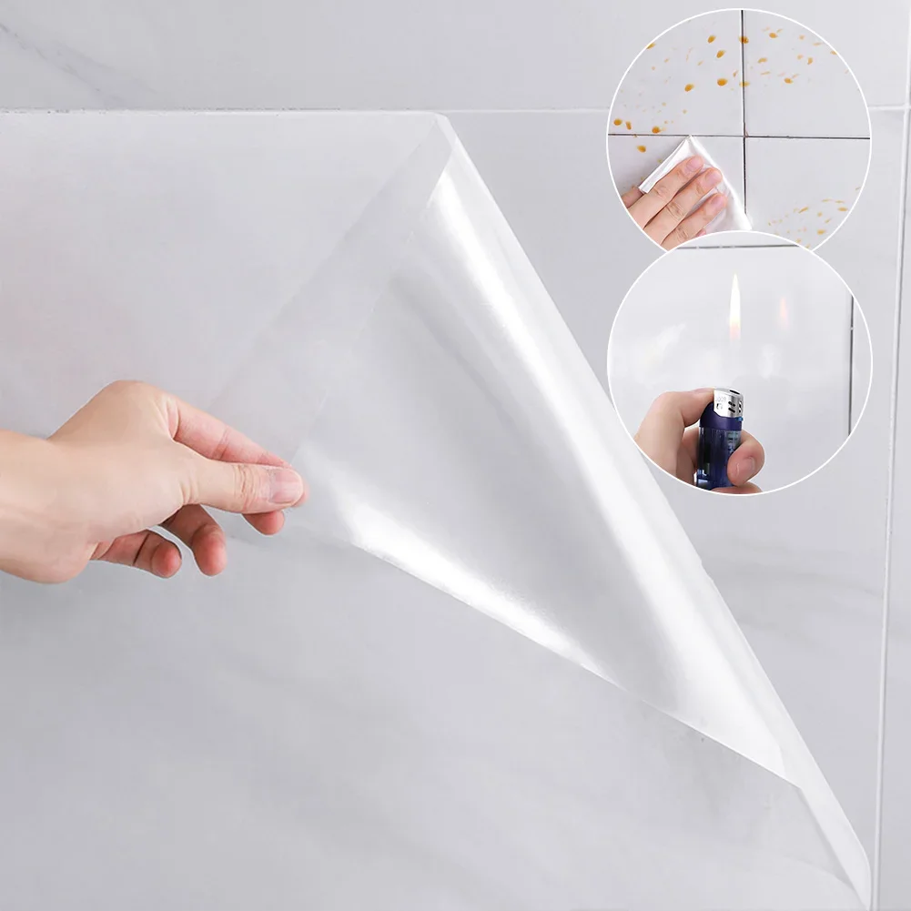 Kitchen Walls Book Covers Sticker Waterproof Self-adhesive Transparent 60cmX300cm Easy To Clean Heat-resistant