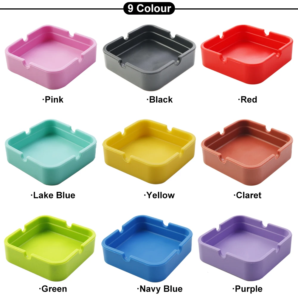 1Pcs Silicone Ashtray High Square Quality 8CM 9 Colorful Rubber Rack Smoking Accessories Waterproof Slip And Anti Scalding