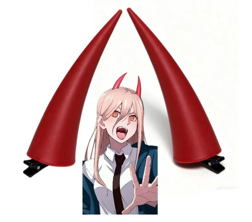 

Anime Chainsaw Man Cosplay Power Demon Red Demon Horn Hair Clips Gifts Model Devil's Horn Hairpin Peripheral Funny HornHalloween