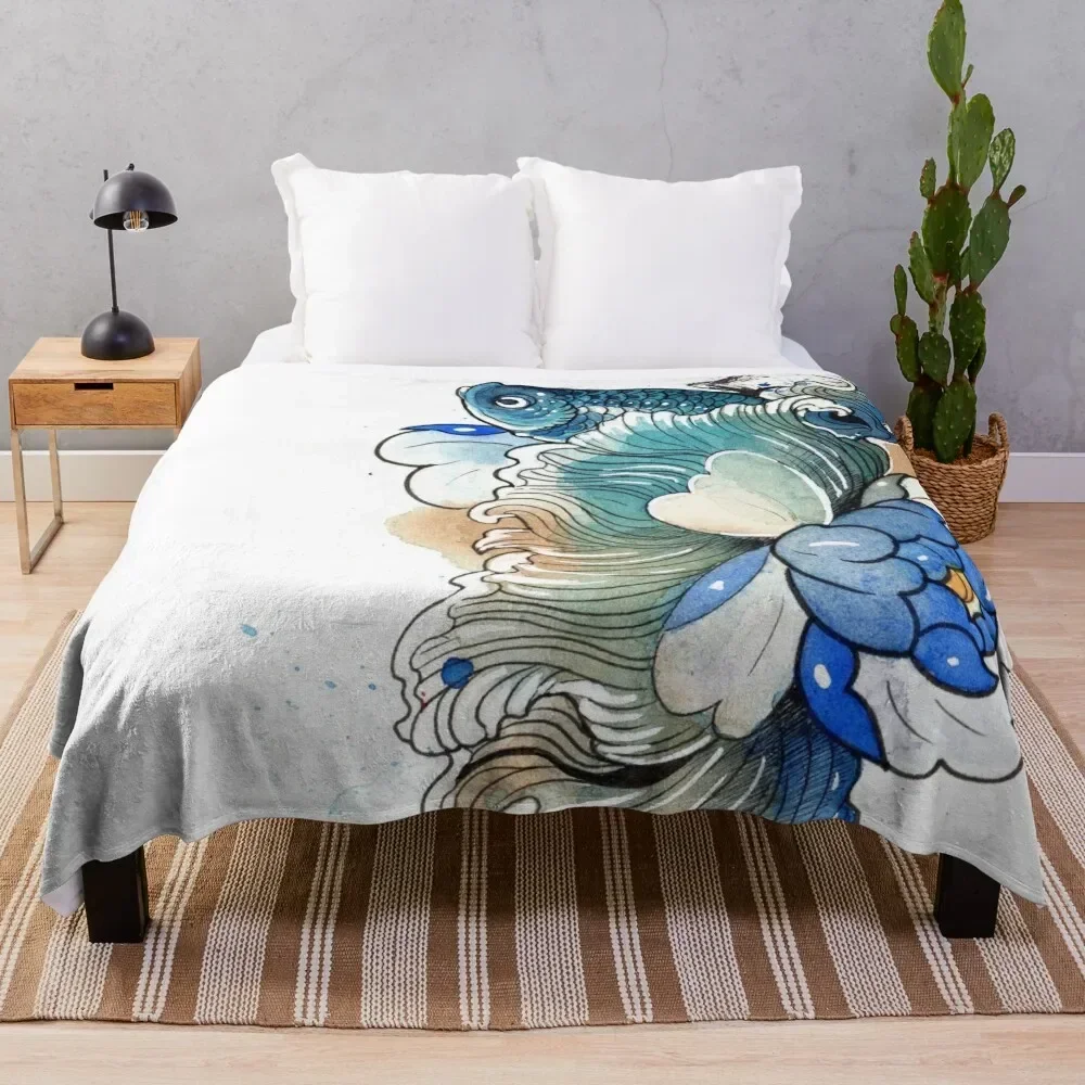 

Blue - Betta Splendens Throw Blanket Stylish Decor Blanket Gift for Friends Roommate