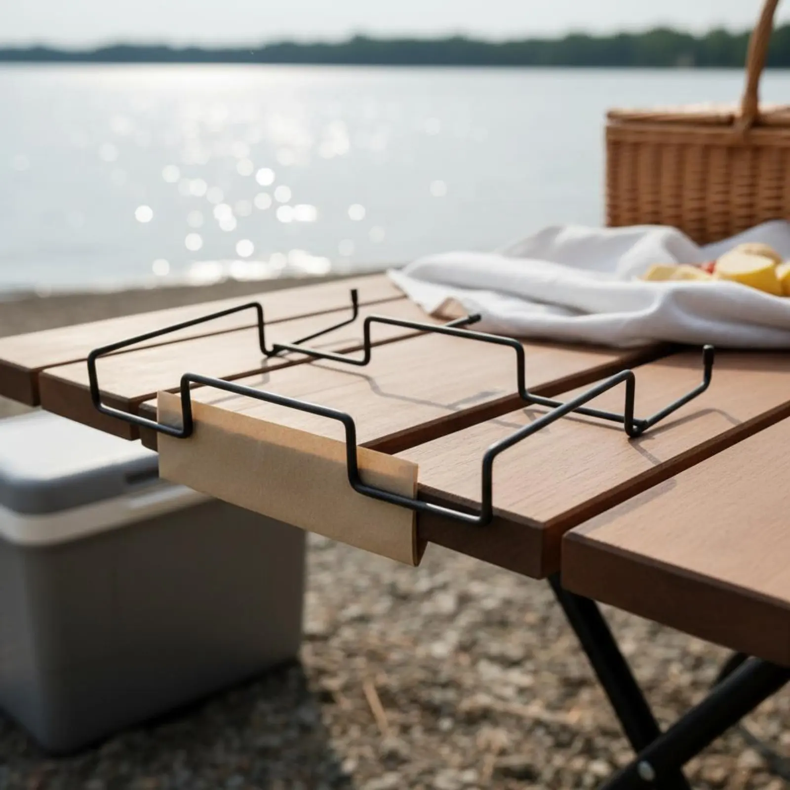Camping Table Trash Bag Holder Easy to Attach Picnic Table Bag Rack Hanging Trash Can Metal Wire Household Storage