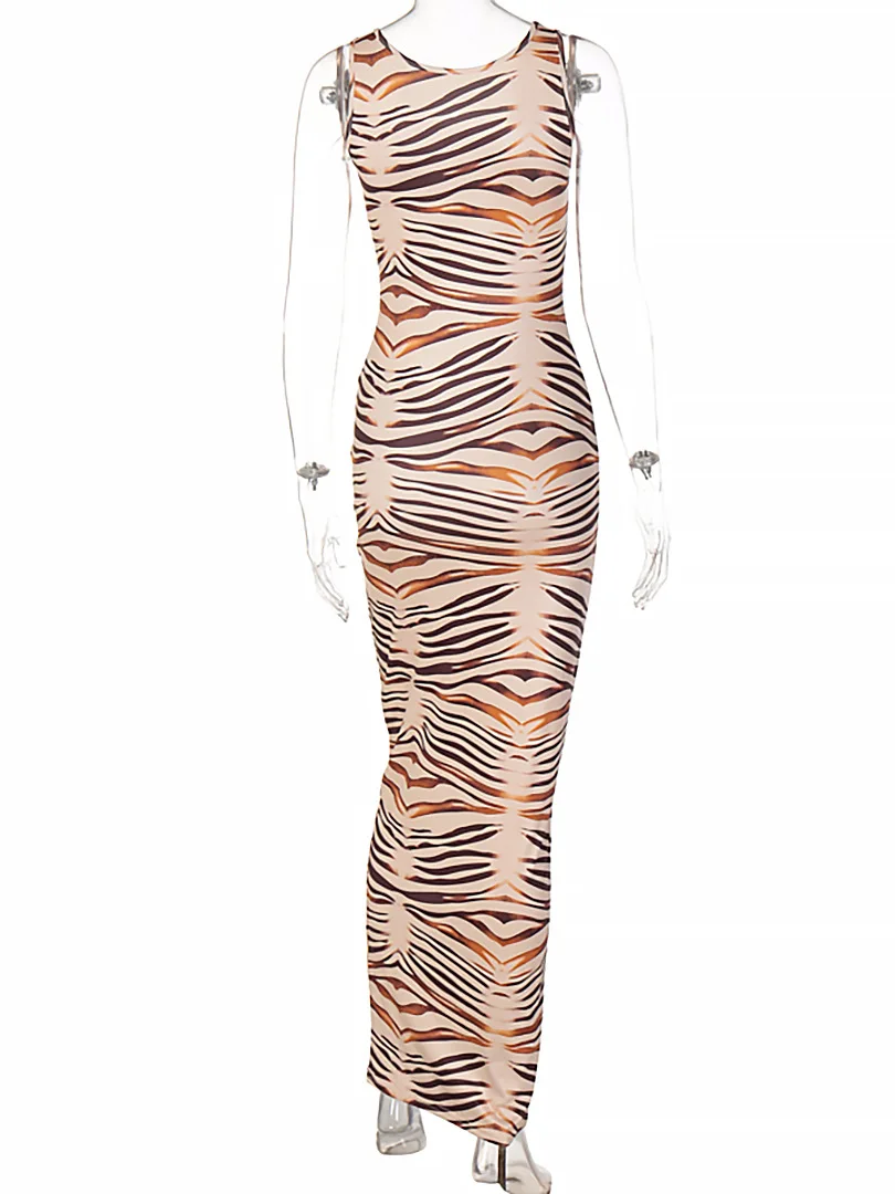 Women's Wear 2022 Spring/summer European style Sexy U Collar Sleeveless slim MIDI dress 17