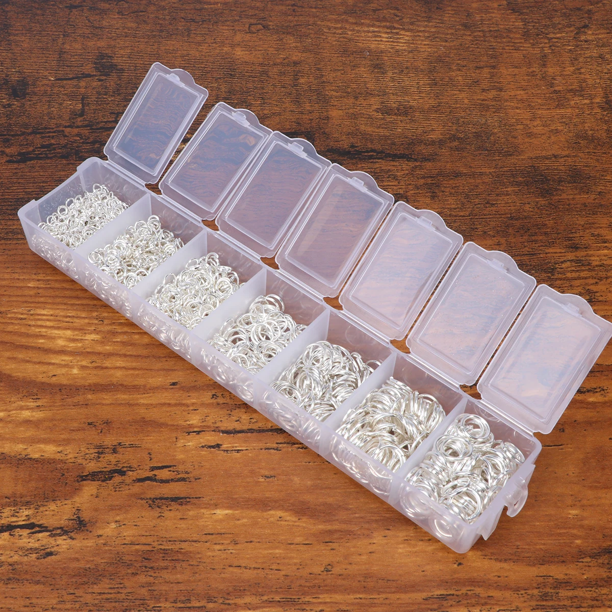 

1500pcs Jewelry Making Accessories Silver Gold Parts 7 Grids Kit Findings DIY Craft Supplies Opening Rings Pins Lobster Clasp