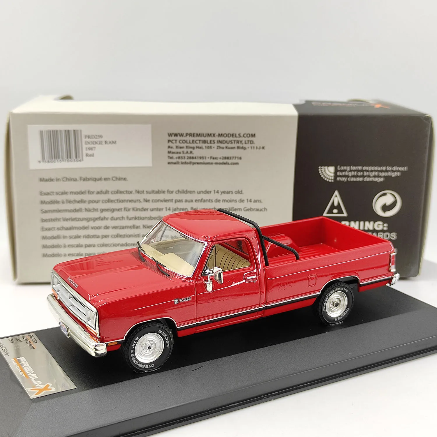

Литой под давлением ПремиумX масштаб 1/43, RAM 1987, красный пикап, модель автомобиля из сплава, Коллекционная игрушка, подарок, сувенир, демонстрационный орнамент
