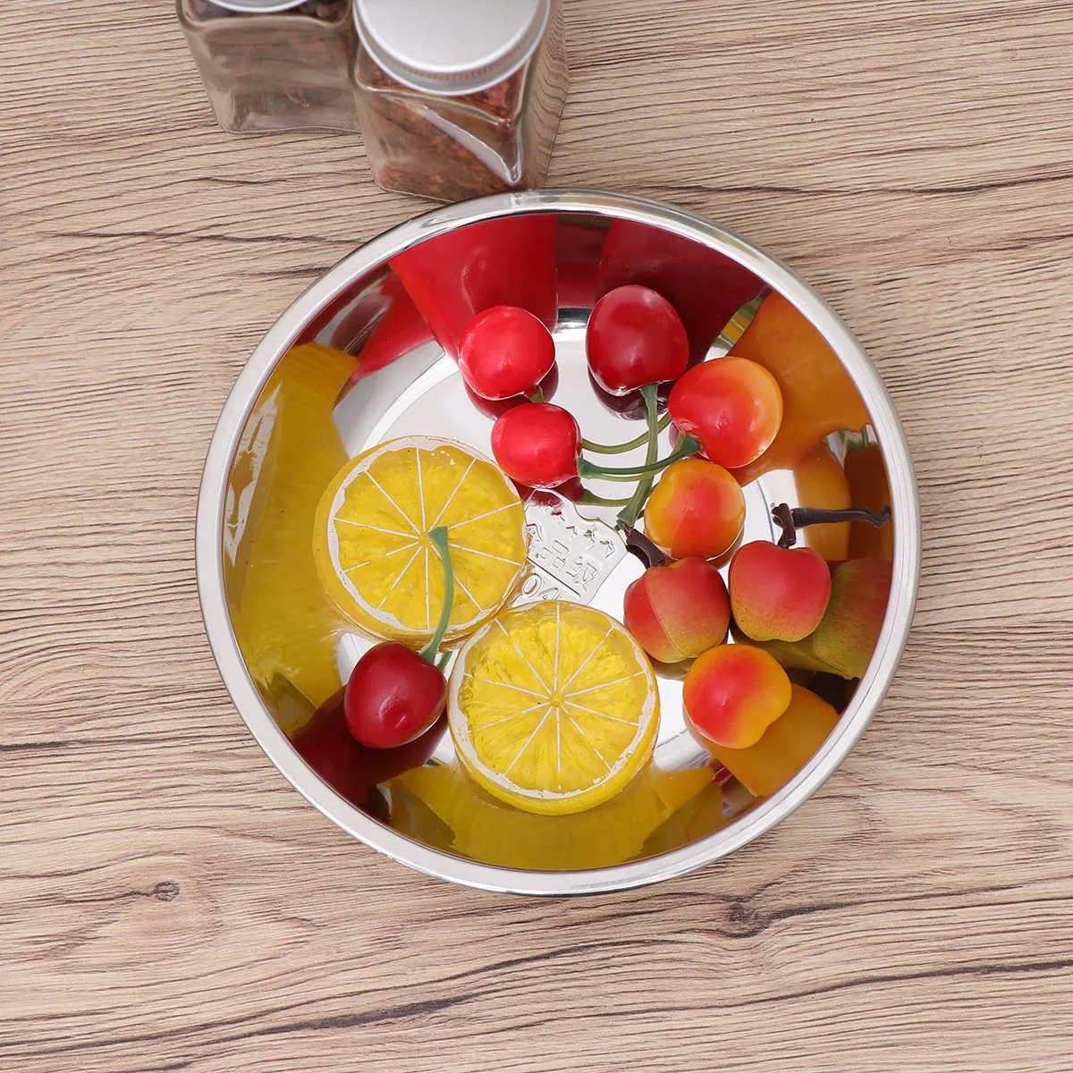 

20Cm 304 Stainless Steel Round Dish Shallow Plate For Kitchen Restaurant Hotel Non-Slip Polished Lightweight Serving Tableware