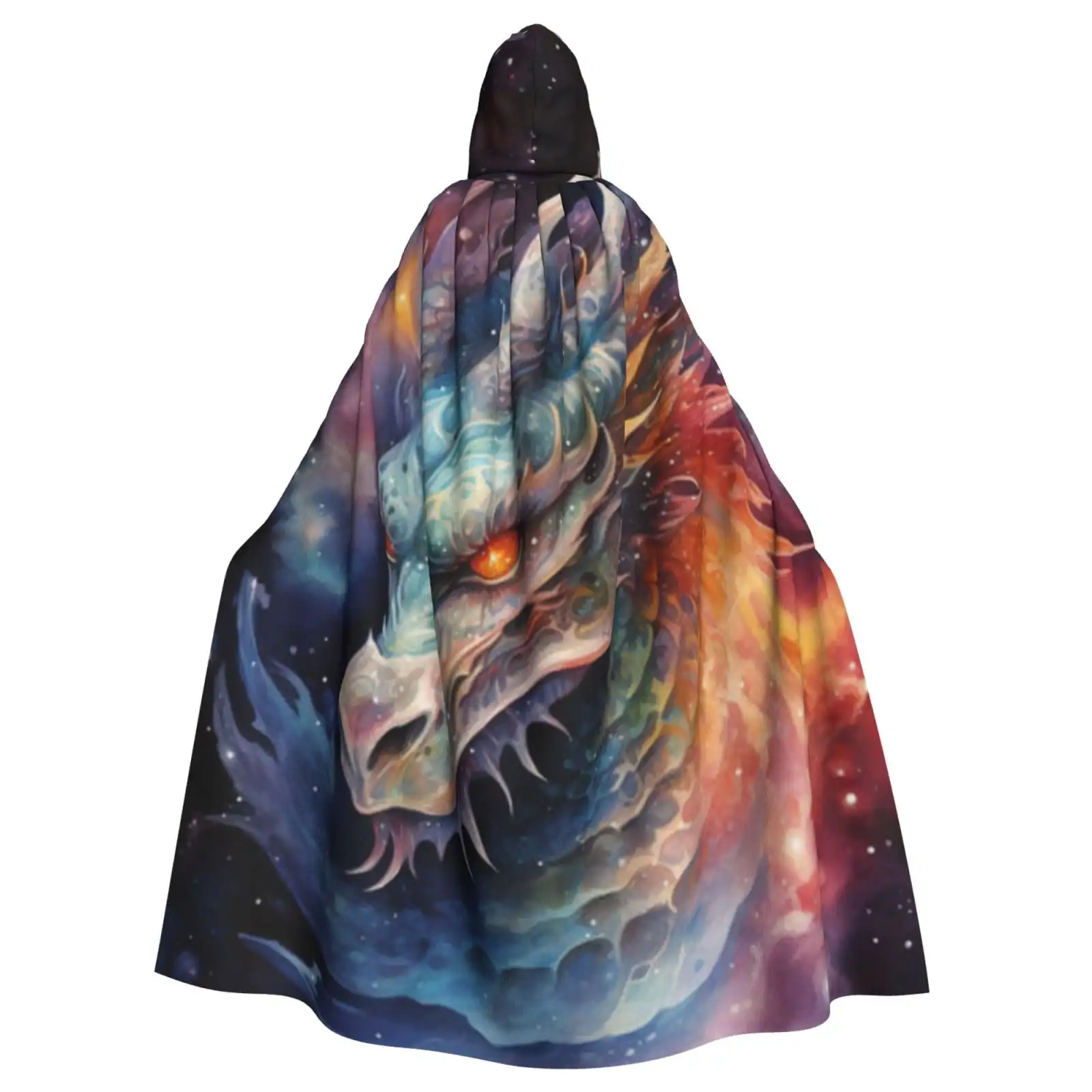 

Unisex Hooded Cloak Adult Lightweight Overcoat Dragon In Cosmic Space Cloak For Halloween Cosplay Costumes