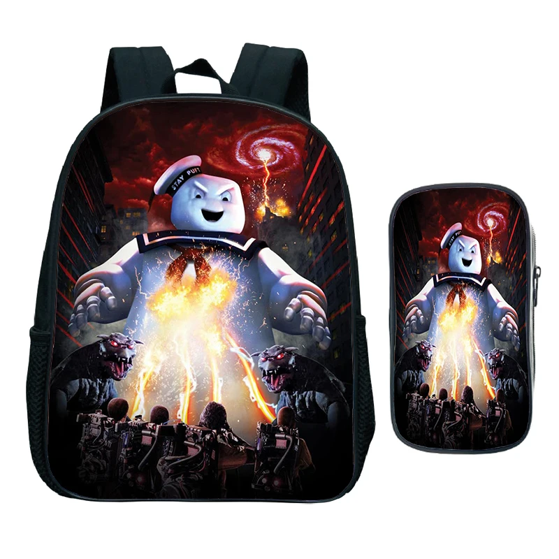 Sac à dos Ghostbusters pour enfants, sac à crayons, sac de maternelle pour enfants, sacs d'école étanches, sacs à dos College de dessins animés, jeu chaud, ensemble de 2 pièces