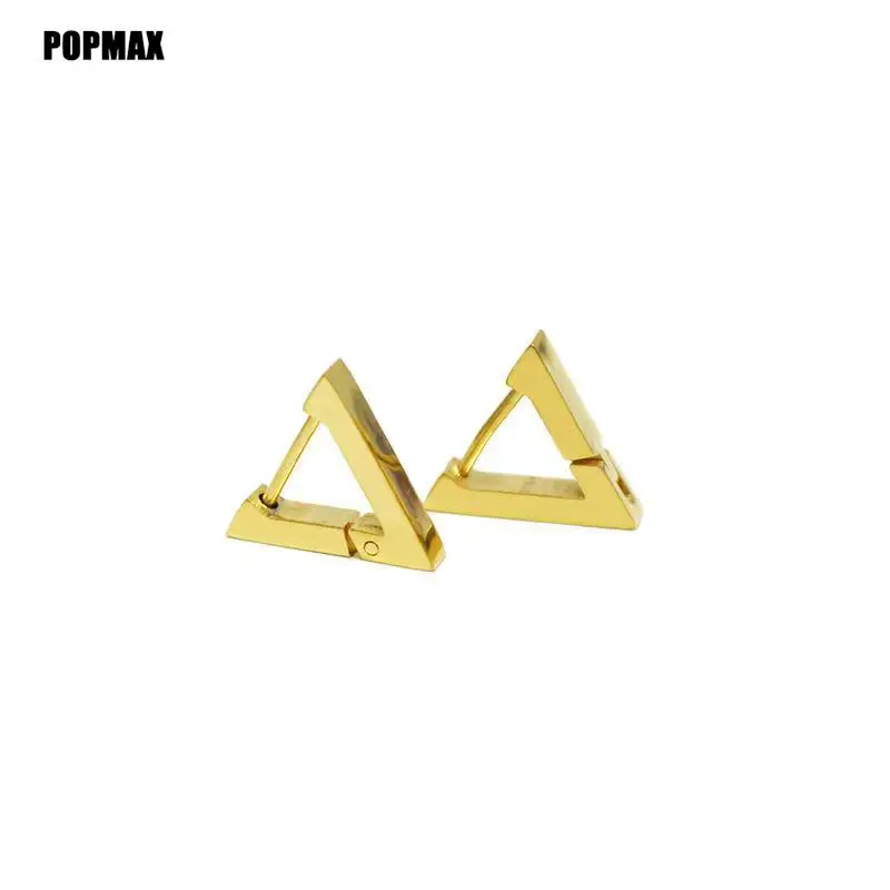 POPMAX gold color hoop earrings Stainless steel small hoop earrings Geometric triangle rectangle earrings wholesale