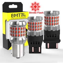 BMTxms 2pcs 1156 BA15S P21W Strobe Flash 7440 P21/5W 1157 7443 3157 CanBus Red LED Stop Bulb Brake Light for Fiat Subaru SUZUKI