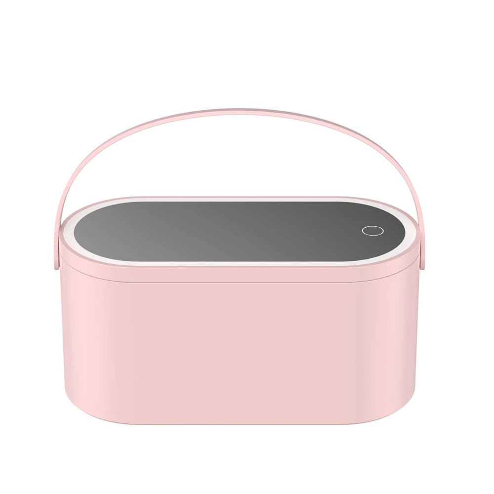 Portable LED Make Up Box with Mirror Travel Makeup Organizer Box Cosmetic Case with Dimmable Cosmetics Bag Makeup Storage Box