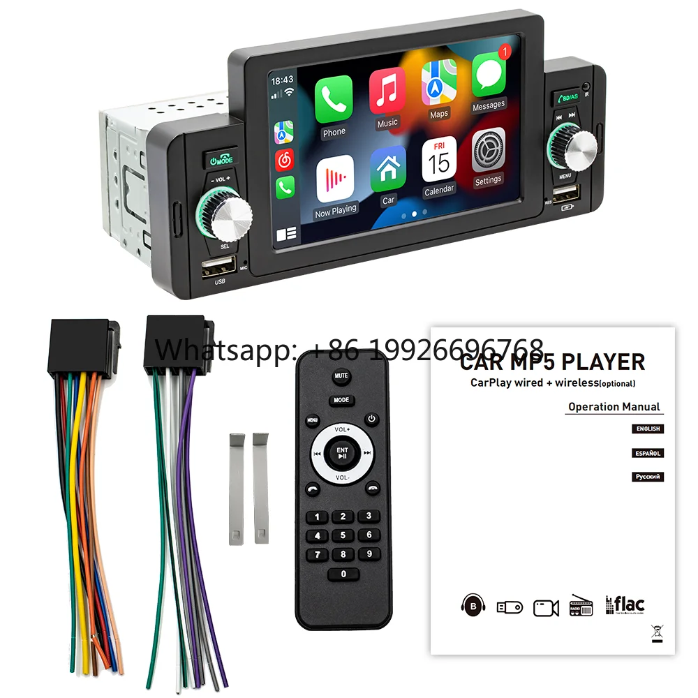 

Universal 1Din Car Radio Carplay & Android Auto Car Mp5 Player Touch Screen Car Stereo Headunit With Remote Control Can Charge