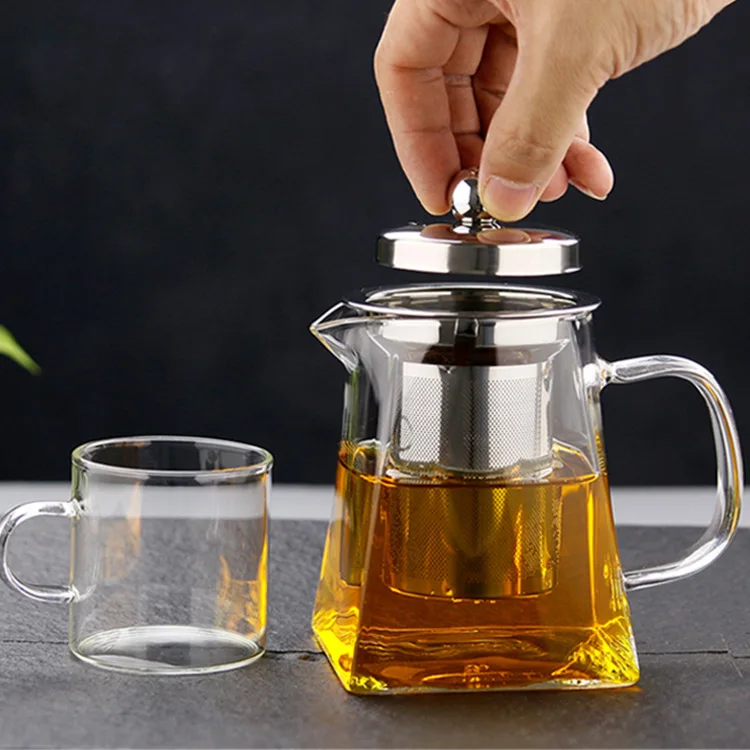 Heat Resistant Glass Teapot with Stainless Steel Tea Infuser Filter Flower Tea Kettle Kung Fu Tea Set Puer Oolong Teapot Hotsale