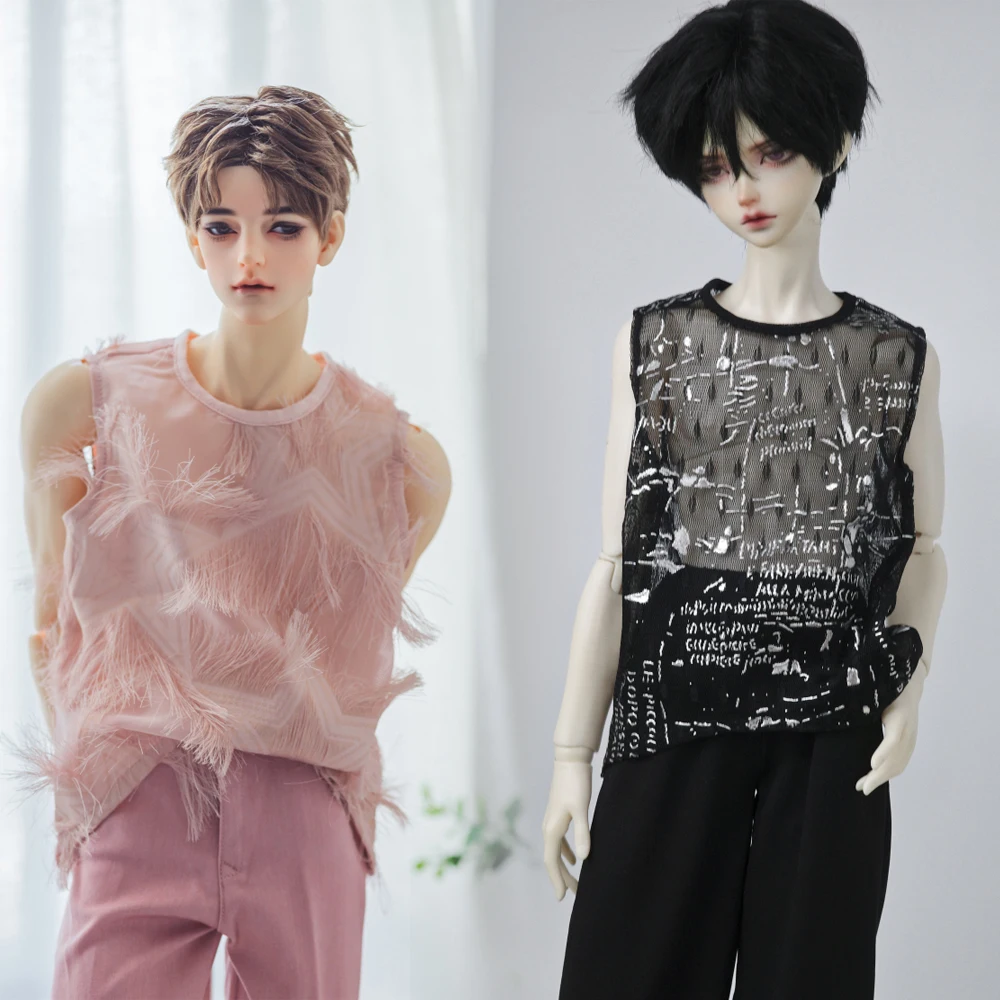 D09-P069 children handmade toy 1/4 1/3 SD10 POPO68 73 uncle ID75 DD/DY doll BJD/SD doll's black pink Loose sleeveless vest 1pcs