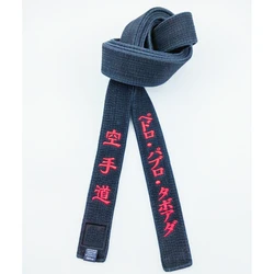 Cintura di Karate personalizzata in cotone Taekwondo cintura nera ricamo nome Dan Kyokushin giapponese IKF Club parole coreane personalizzate WTF