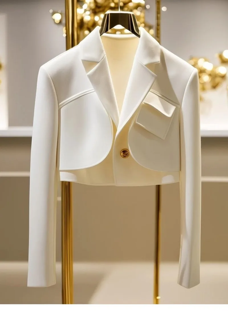 

Female Unique and Super Good-looking Xiaoxiangfeng White Blazer 2026 Autumn New Fashionable Foreign Style Short Women's Top