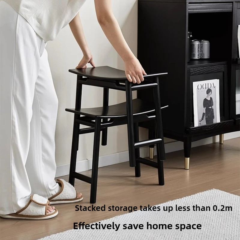 Modern Solid Wood Dining Bench Elegant Vanity Seat with Saddle Design Low Stool for Entryway Shoe