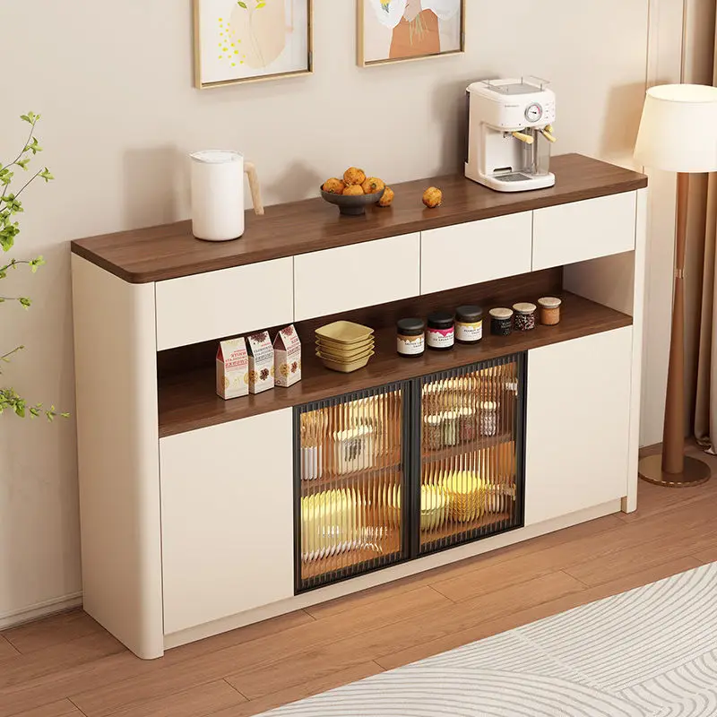 

Medieval style kitchen dining side cabinet integrated against the wall living room multi-functional kitchen locker side cabinet