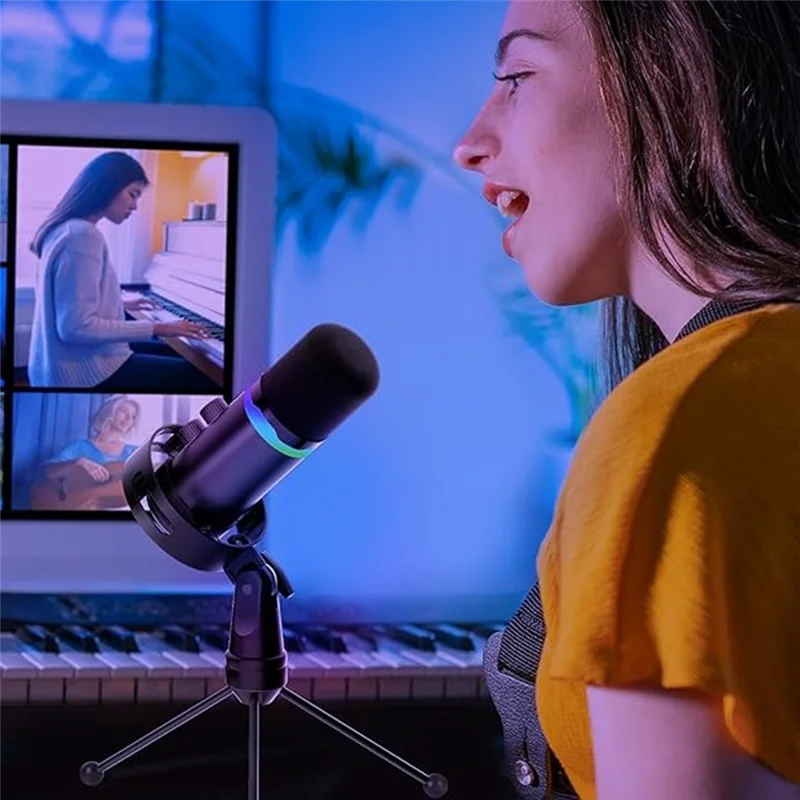 

Y45A-Q1 Профессиональный динамический конденсаторный микрофон со штативом для мобильного телефона, компьютера, прямая трансляция для записи