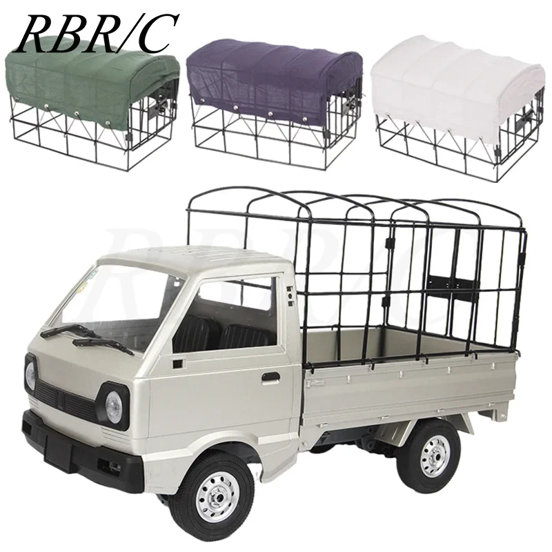 WPL D12 RC Metal Iron Cage Canvas Front and Rear Bumper Roof Luggage Rack Grass Frame Simulation Small Carton Accessories