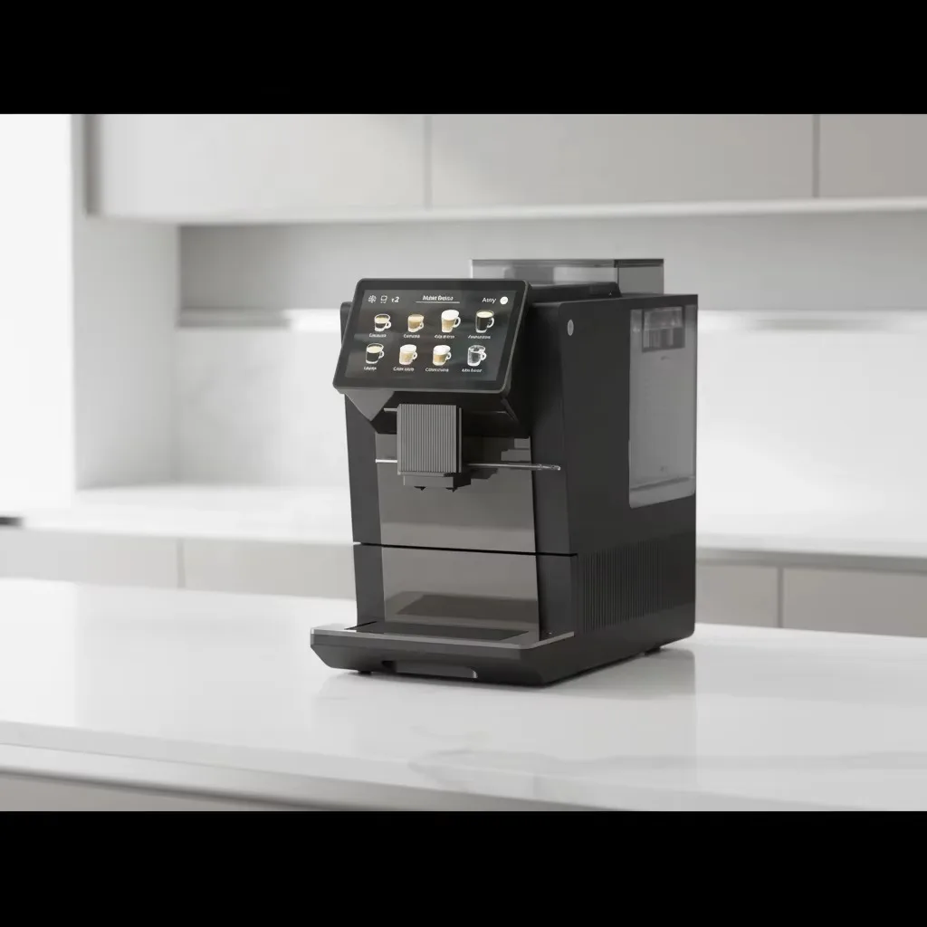 Inteligentny automat do kawy z wbudowanym młynkiem, zastosowanie w wielu scenariuszach, ciśnienie pompy 15 bar, pojemność 2L, moc 1450W.