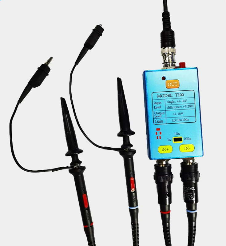 New 10MHz Bandwidth Oscilloscope Differential Probe DDS Gain Split Probe Signal Amplifier 100x 10x 1x