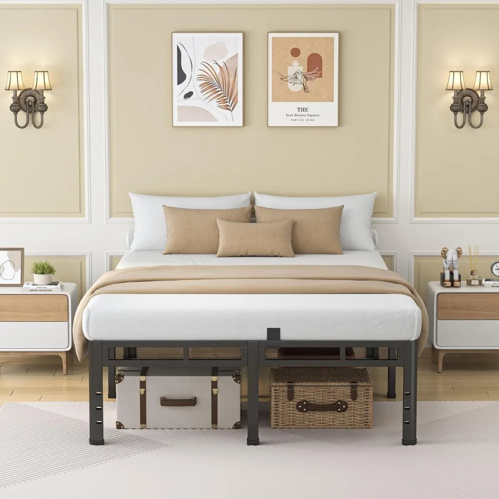 King Size, 18 Inch Dual-Layer Base | 2-in-1 Base, 4000LBS Load Capacity, Noise-Free, Round Corner Legs, 4 Mattress Stoppers