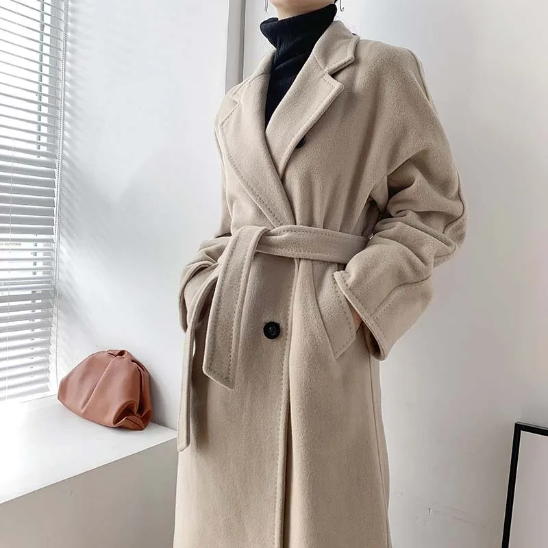 High-end woolen jacket medium and long silhouette cashmere women's coat 2020 winter new