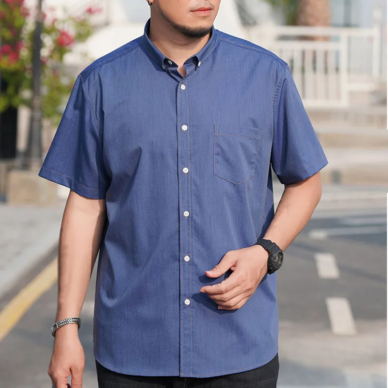 

160KG Plus Size Denim Shirt Summer 10XL 7XL 8XL 9XL Bust 160cm Men Loose Shirts