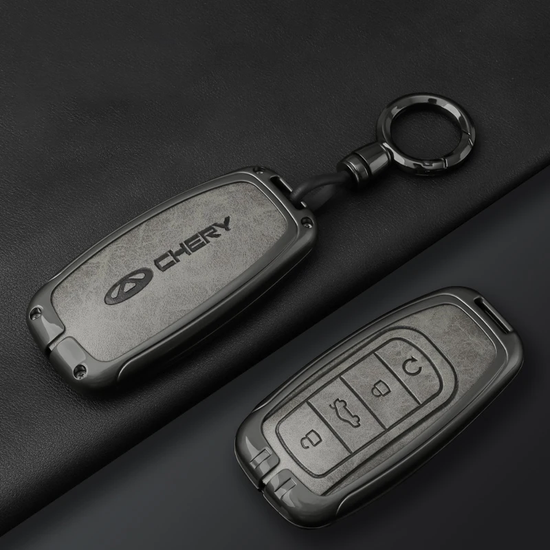 Carcaça protetora de chave de carro de couro de liga de zinco para Chery Tiggo 2 3 4 7 8 Pro T3 3X IQ A3 Amulet Fulwin Arrizo Acessórios automotivos