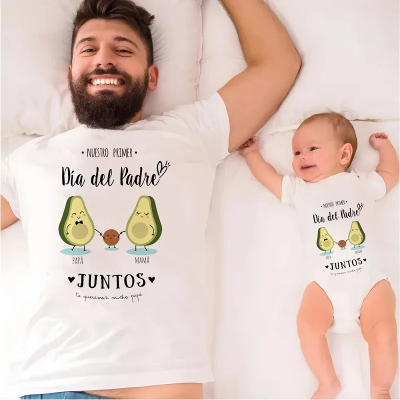 Our 1st Father's Day Together Family Matching Set Short Sleeve Infant Romper+Daddy T-Shirt Family Outfit Fathers Day Best Gifts