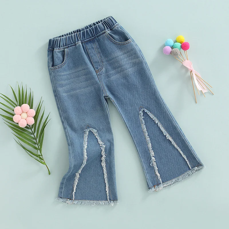 Girls Jeans Long Trousers Kids Pants Cotton 2024 Thread Spring Autumn Baby's Teenagers Sport High Quality Children's Clothing