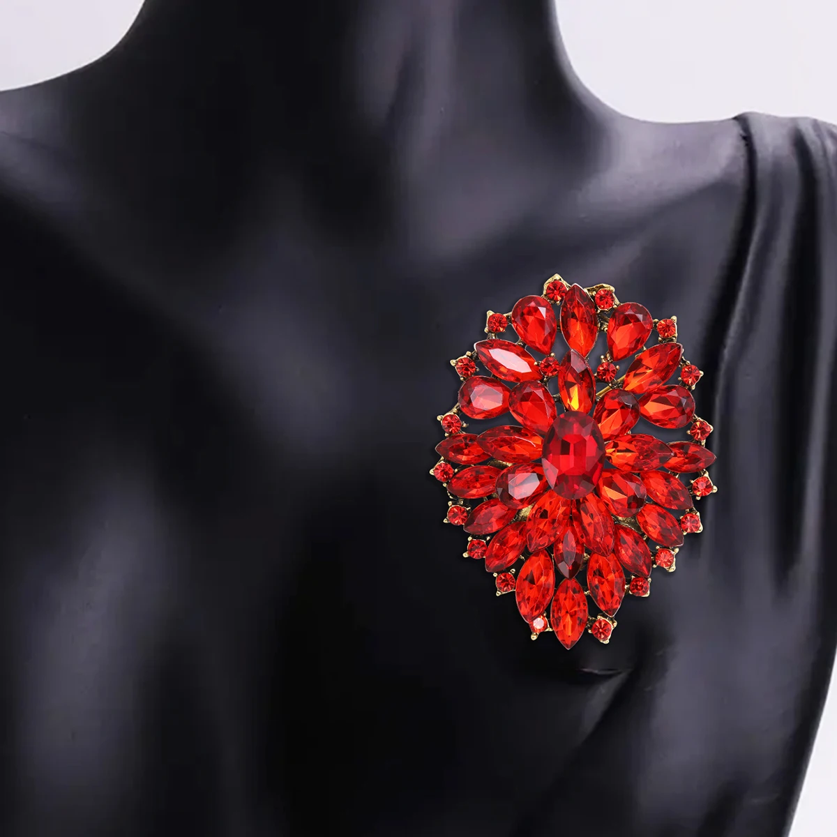 Beaut&Berry Rhinestone Flower Brooches for Women 7-color Sweater Jacket Office Party Casual Accessories Gifts