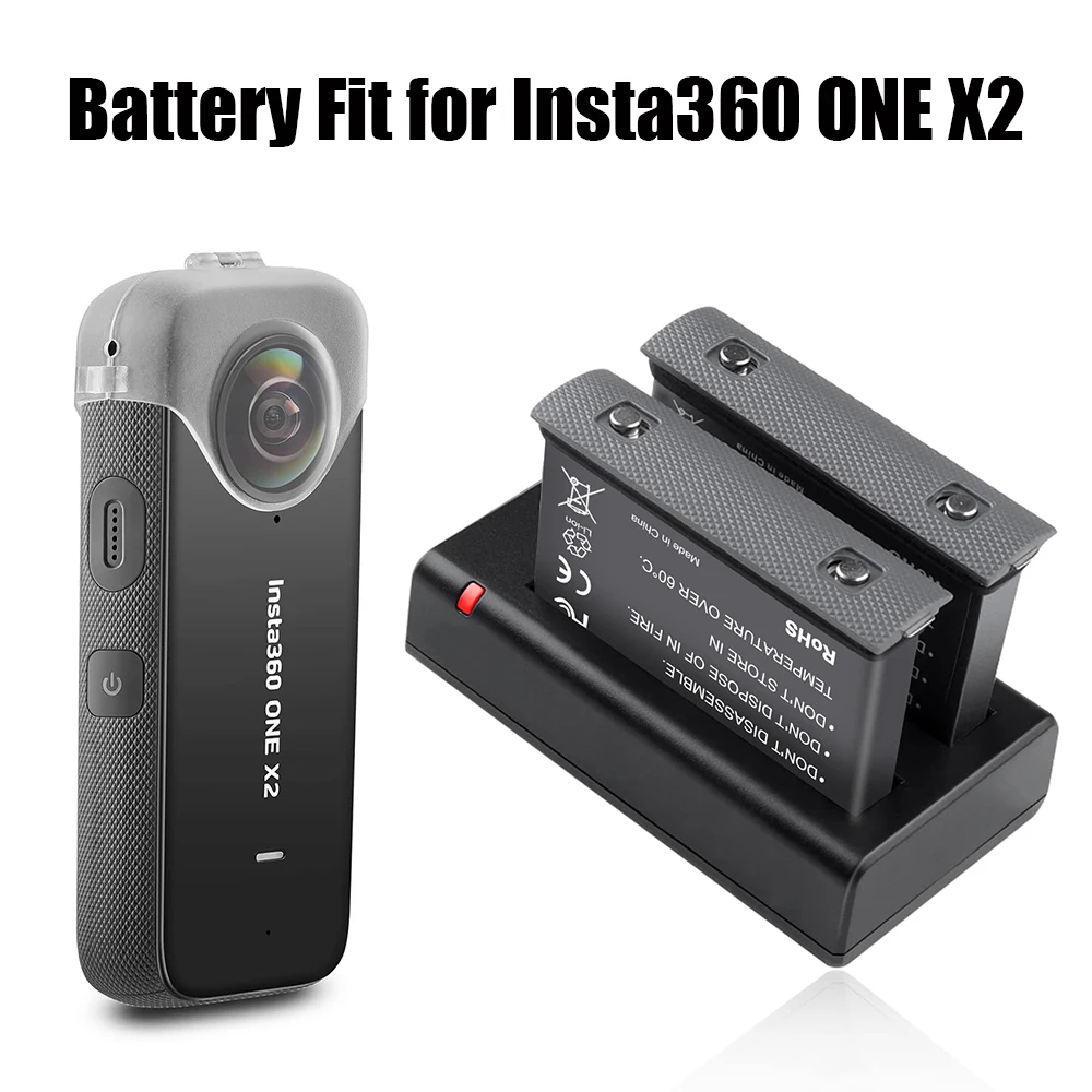 

JYJZPB Insta360 ONE X2 Battery 1800mAh Replacement for Original Battery Dual USB Charger for Insta360 Accessory 2 Pack Battery