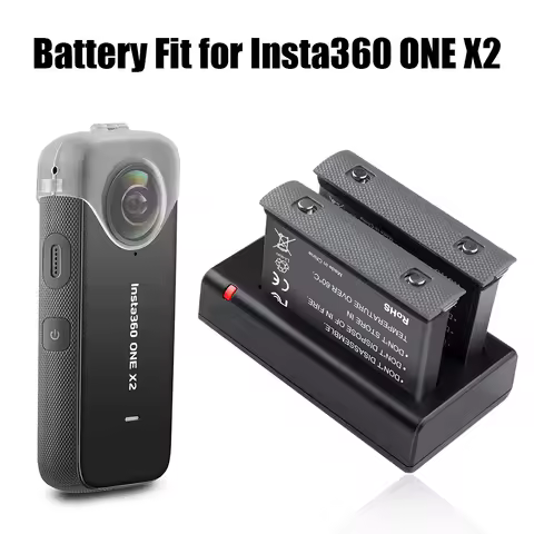 For Insta360 ONE X2 Battery 1800mAh Replacement for Original Battery Dual USB Charger for Insta360 Accessory 2 Pack Battery