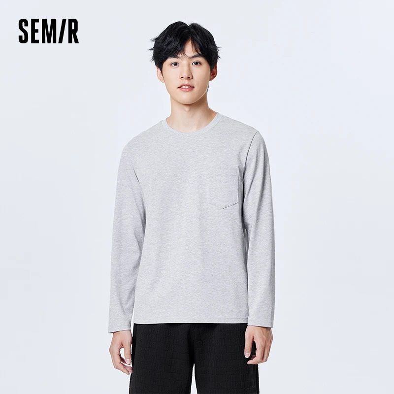 Semir Men Base Layer Underwear Cotton Soft  Comfortable Single-wear Top Fashion Intimate Pocket Slim Base Layer for Men