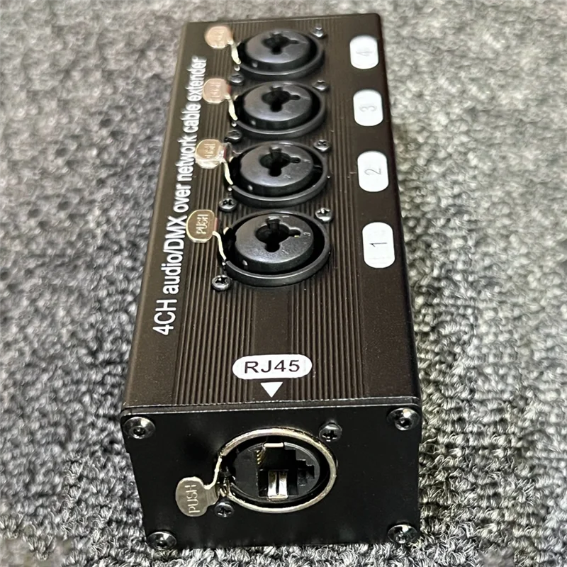 AB25-1Pair 4-Channel 3-Pin XLR Or 6.3Mm Audio And DMX Over Network Cable Extender, XLR Audio Network Extender Male+ Female