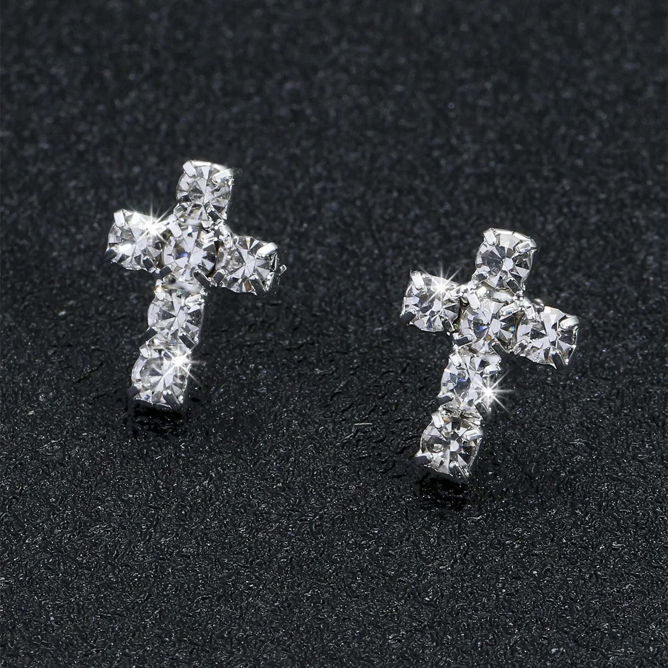 New Full Rhinestone Cross Stud Earrings Long Tassel Earrings for Women Bridal Drop Dangling Earrings Party Wedding Jewelry Gifts