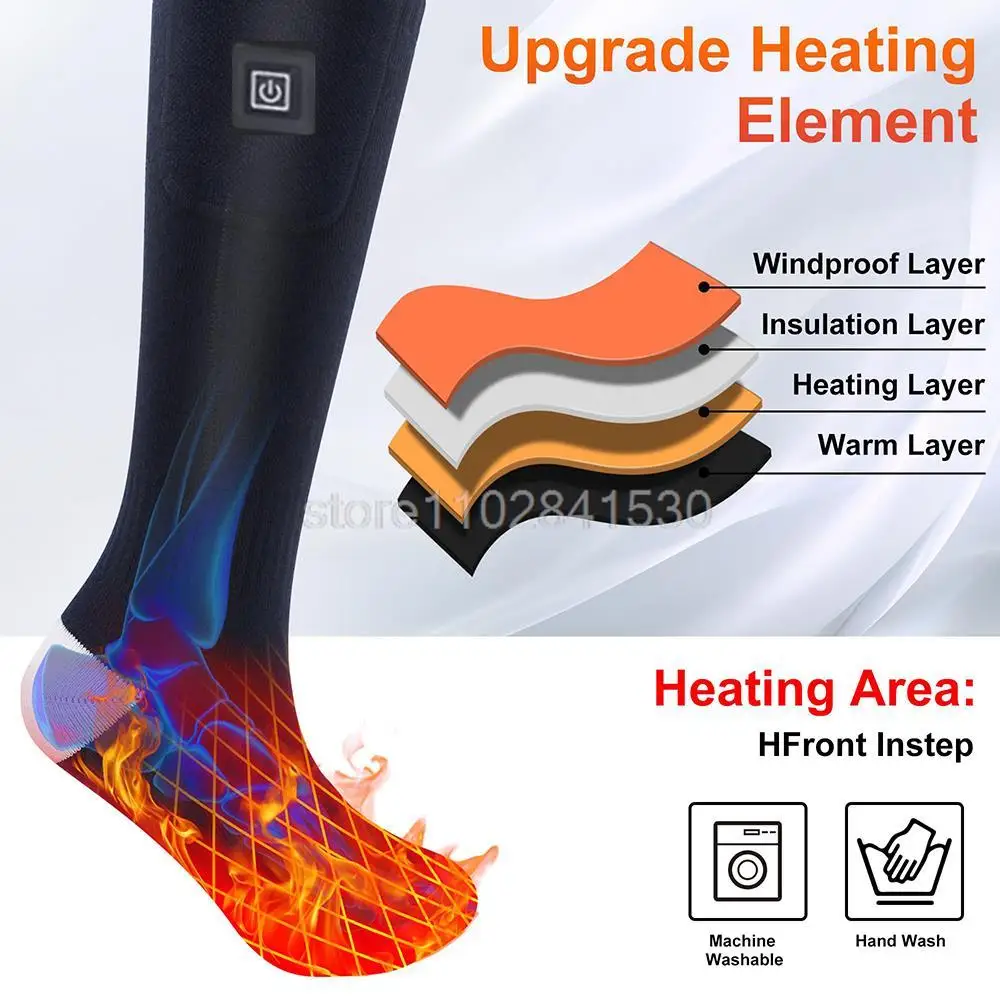 Winter Electric Heating Socks With Battery Box Rechargeable Anti-Cold Men Thermal Heated Foot Warmer Outdoor Camping Ski Sports