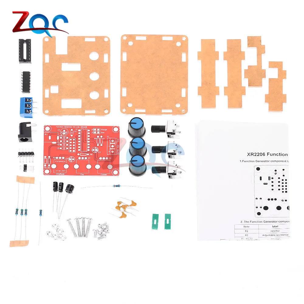 1Hz -1MHz XR2206 Function Signal Generator DIY Kit Sine/Triangle/Square Output Signal Generator Adjustable Frequency Amplitude