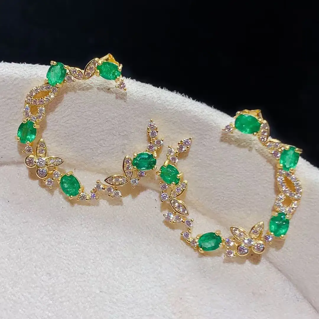 

Серьги-гвоздики с натуральным изумрудом, роскошные универсальные серьги из стерлингового серебра S925, высококачественные ювелирные изделия из драгоценных камней