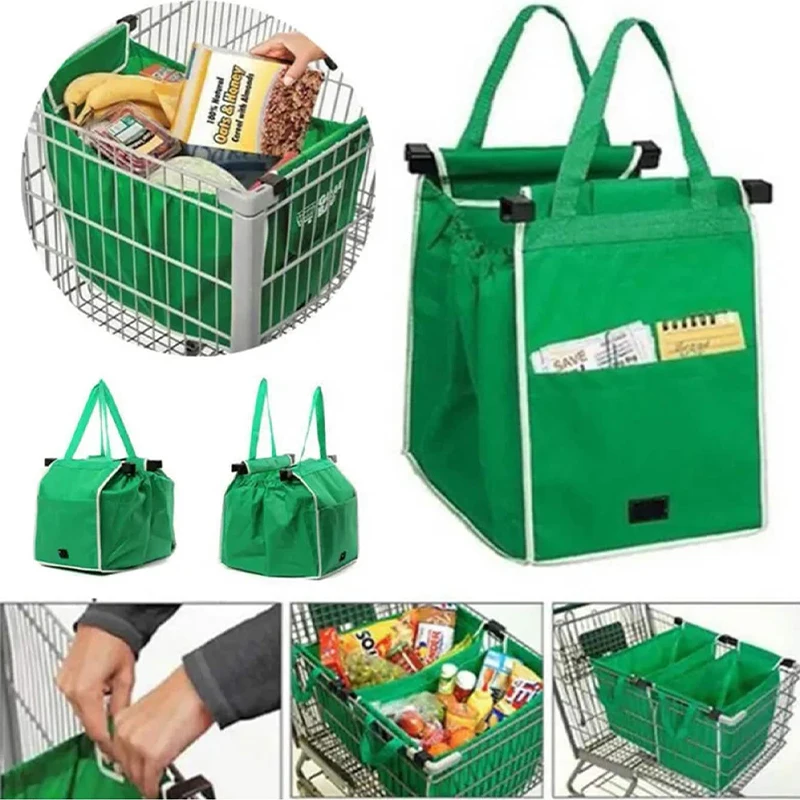 1PCS Supermarket Shopping Bag Thickened Large Capacity Handbag, Foldable Reusable Shopping Bag Eco-Friendly Rod Tote Bag