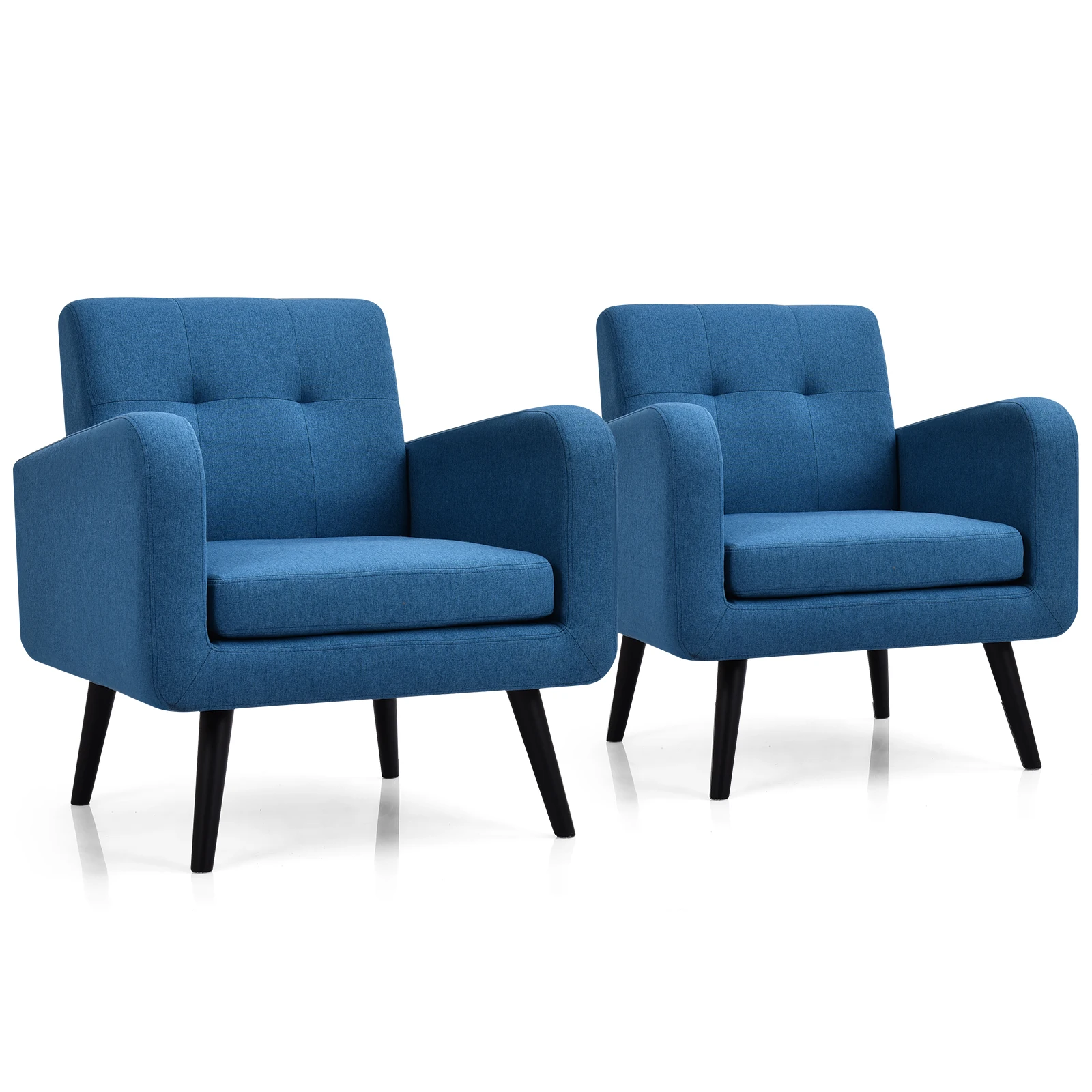 Set of 2 Mid Century Accent Chair Upholstered Arm Chair Single Sofa Blue