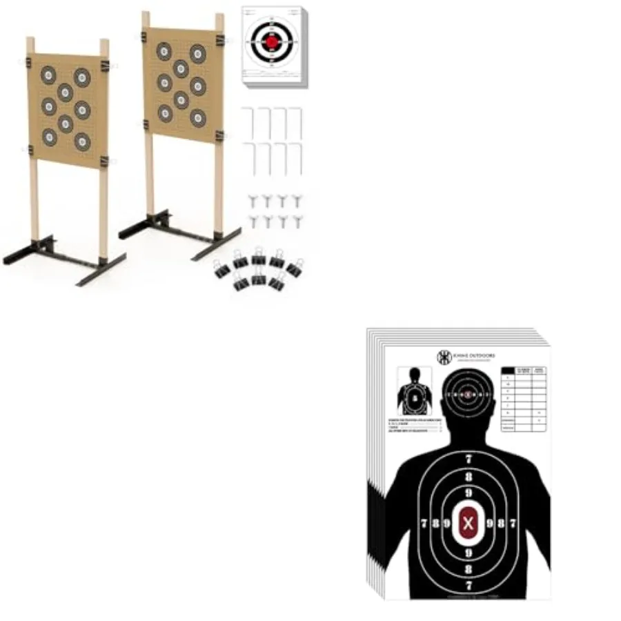 2er-Pack Outdoor-Schießzielständer mit robuster, verstellbarer Basis für schwarze Papierziele und Kartonsilhouetten von 23 x 35 Zoll