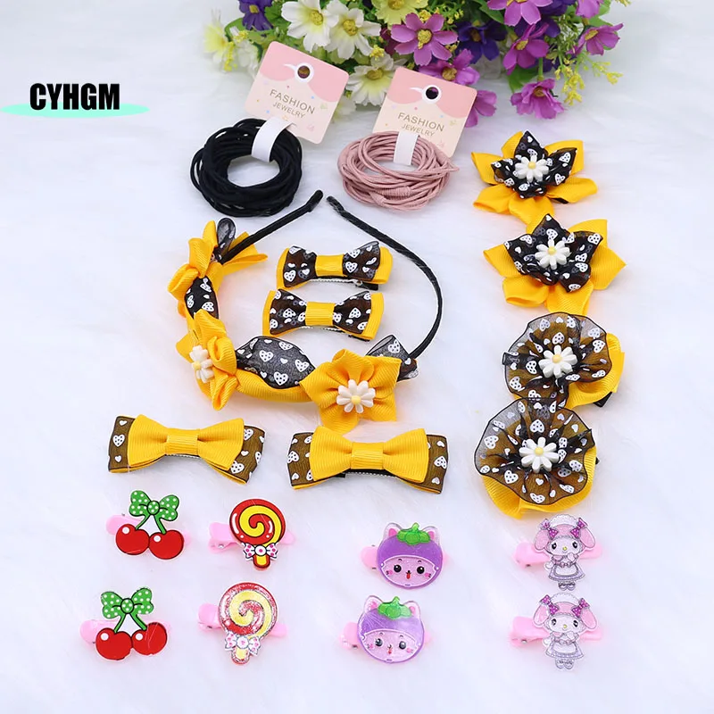 

New Children's hair accessories set Fashion girls hairpins flowers Hair band handmade Women hair ties K30-1